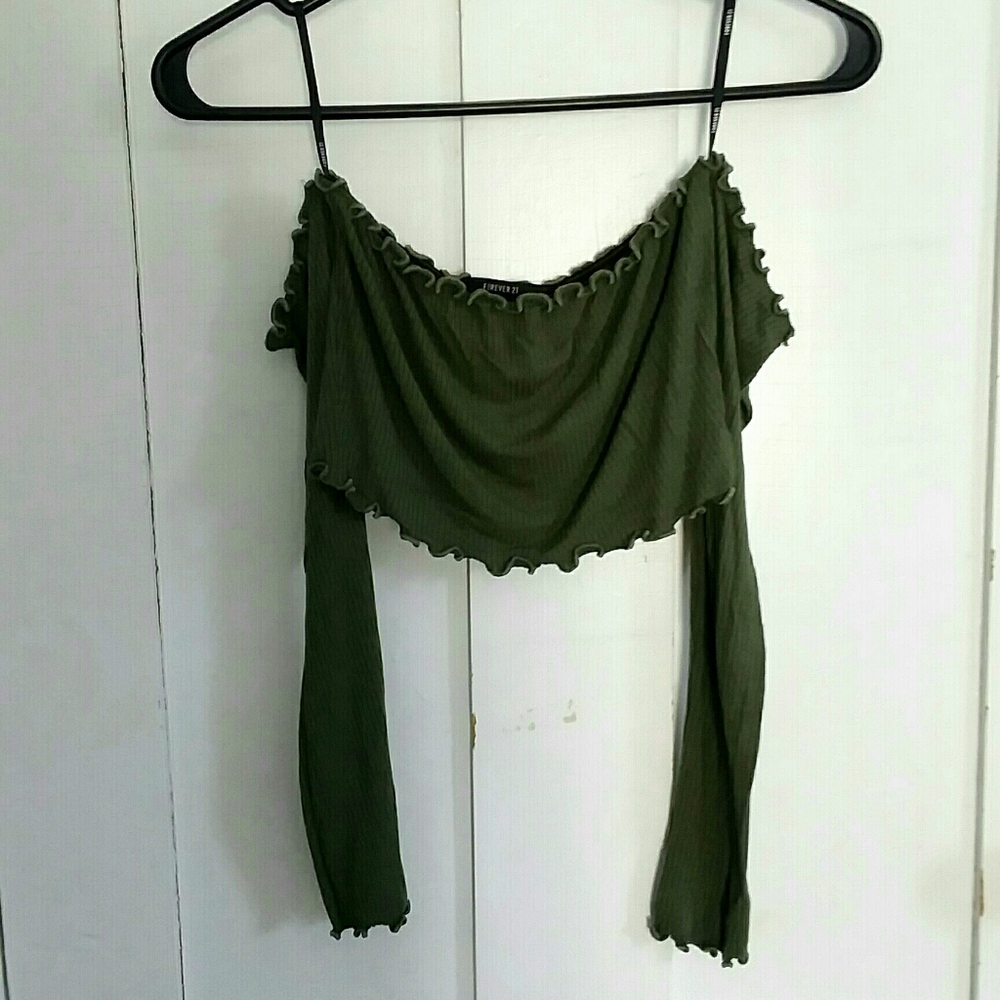 Boho Crop Top with Attached Sleeves - Picture 5 of 5
